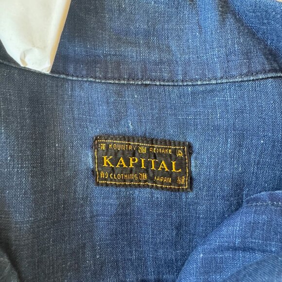 Kapital  Thunderbolt Sashiko Linen Aloha Shirt - Indigo XL - Picture 2 of 5